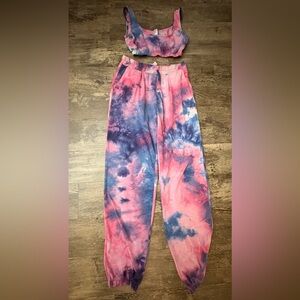 Tie-Dye Pink and Blue Women’s Sweat Jogger Set